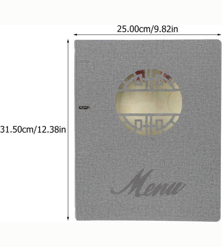 Porte-menu gris classique en similicuir 18 larges A4